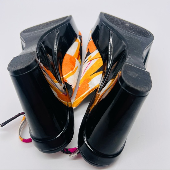 MARC FISHER Platform Peep Toe Wedges Sandals Shoes Multi Color Black Pat… - Picture 11 of 13